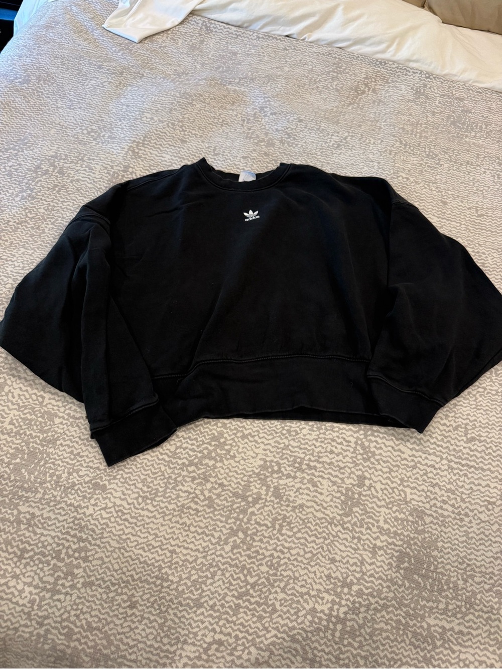 adidas Black Cropped Trefoil Crewneck Sweatshirt